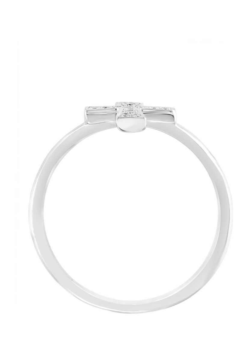 Diamond Cross Ring in Sterling Silver