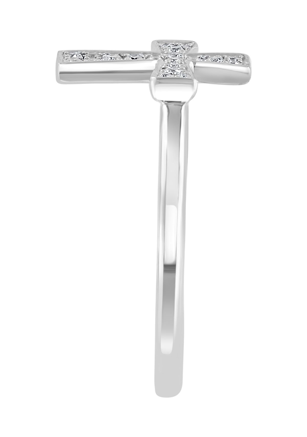 Diamond Cross Ring in Sterling Silver