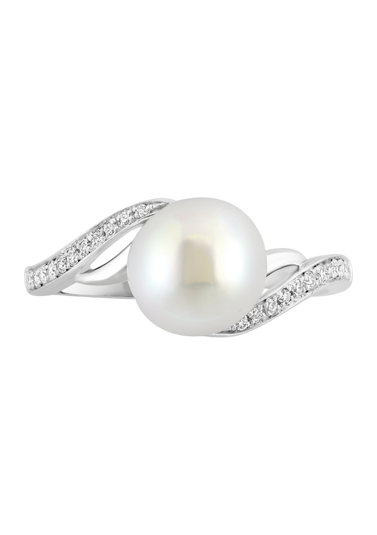 1/10 ct. t.w. Diamond and Freshwater Pearl Ring in Sterling Silver