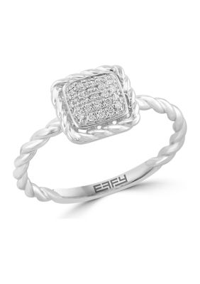 Effy 1/10 Ct. T.w. Diamond Square Ring In Sterling Silver, 7 -  0617892833168