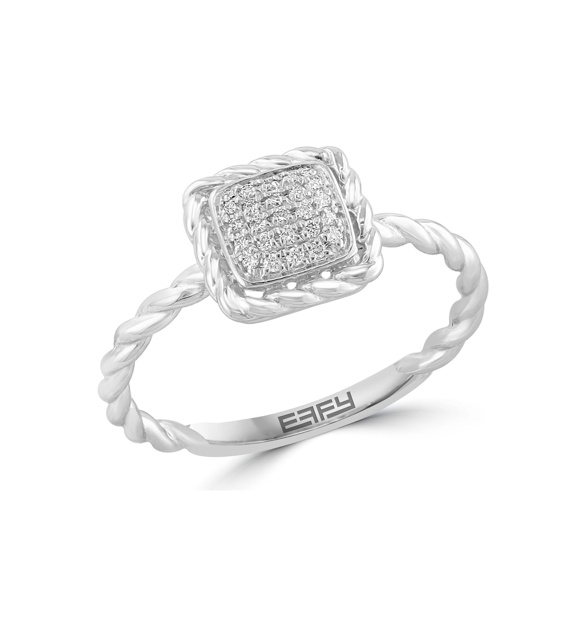 1/10 ct. t.w. Diamond Square Ring in Sterling Silver