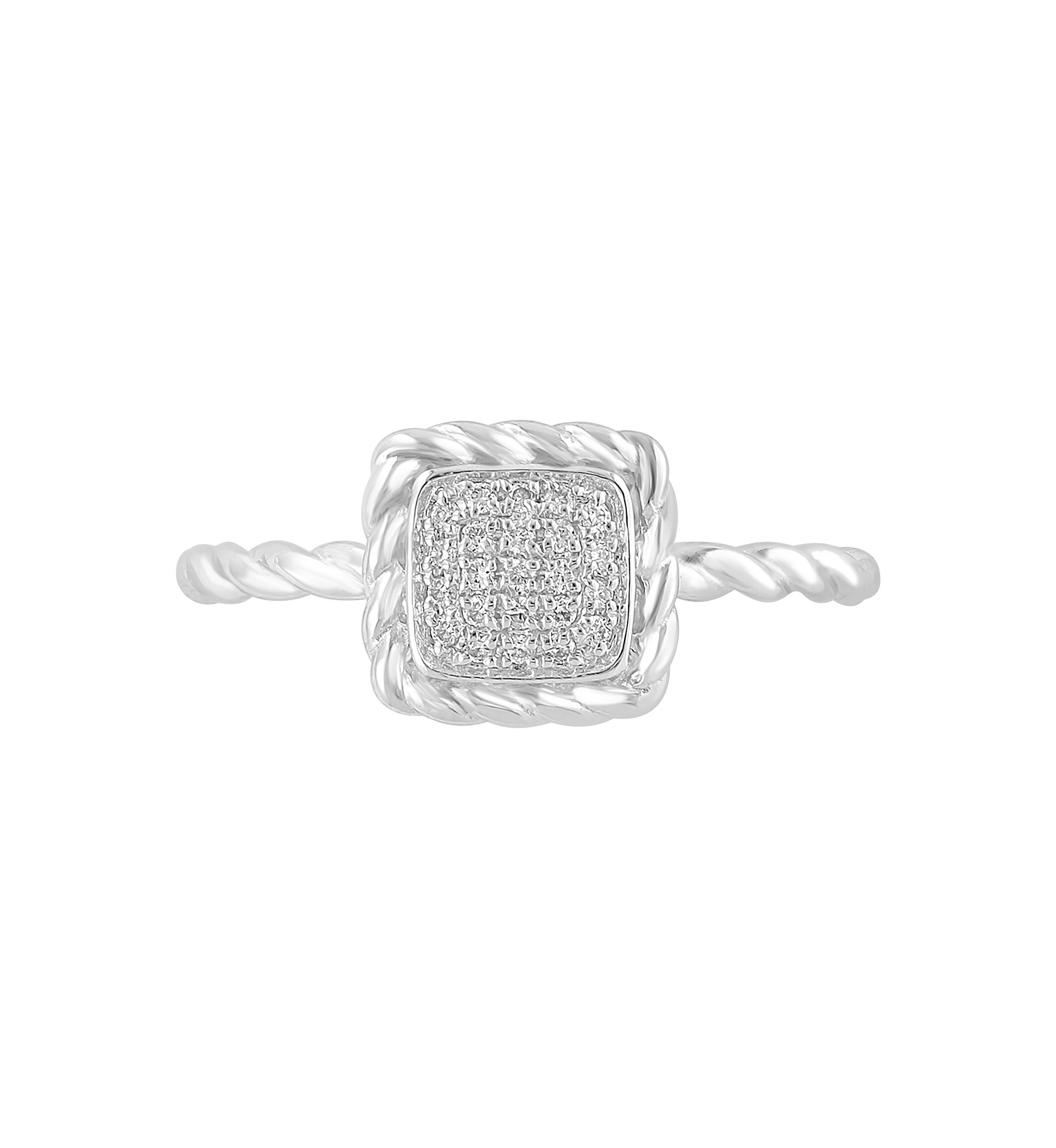 1/10 ct. t.w. Diamond Square Ring in Sterling Silver