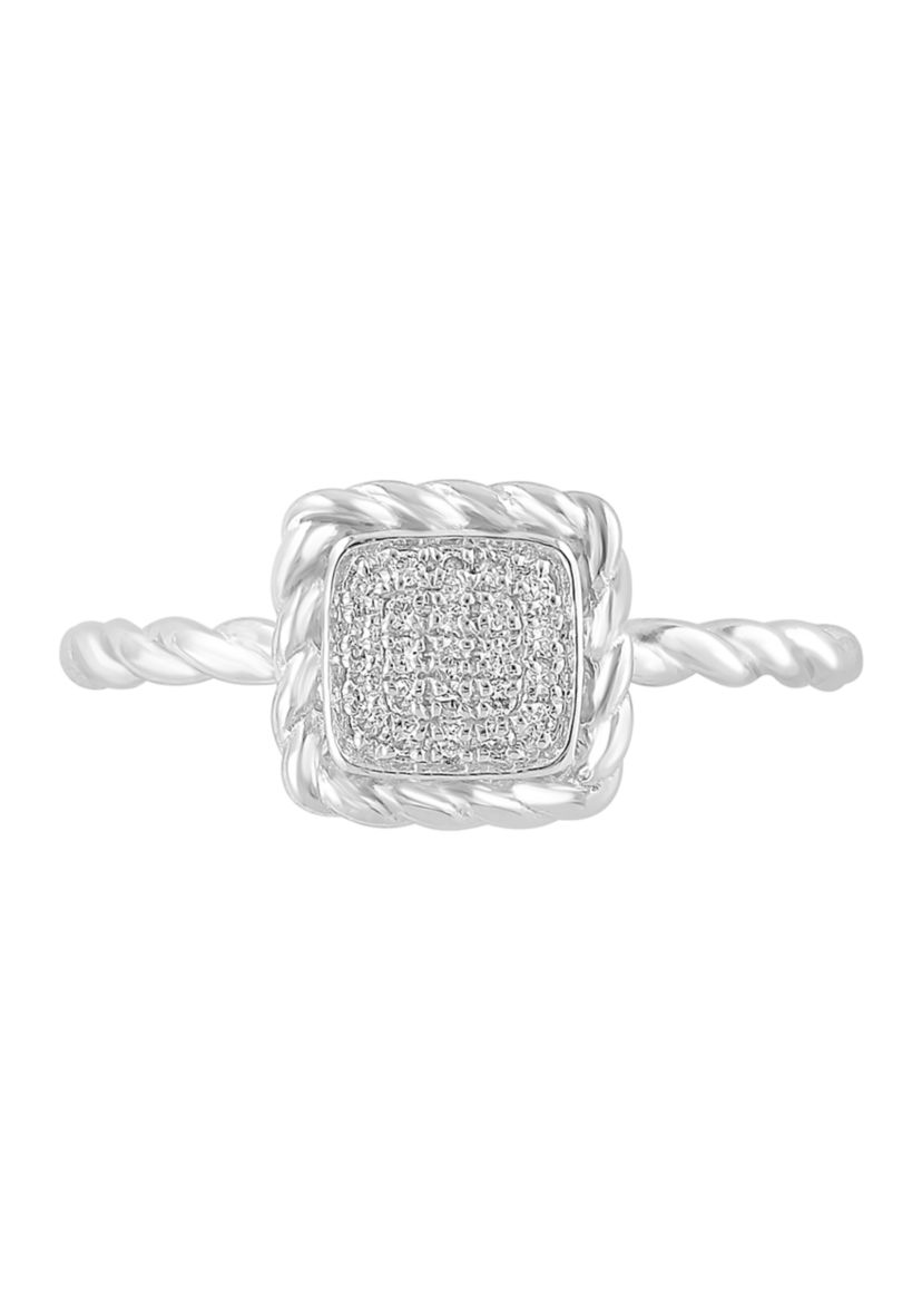 1/10 ct. t.w. Diamond Square Ring in Sterling Silver