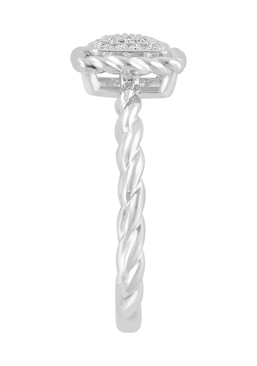 1/10 ct. t.w. Diamond Square Ring in Sterling Silver