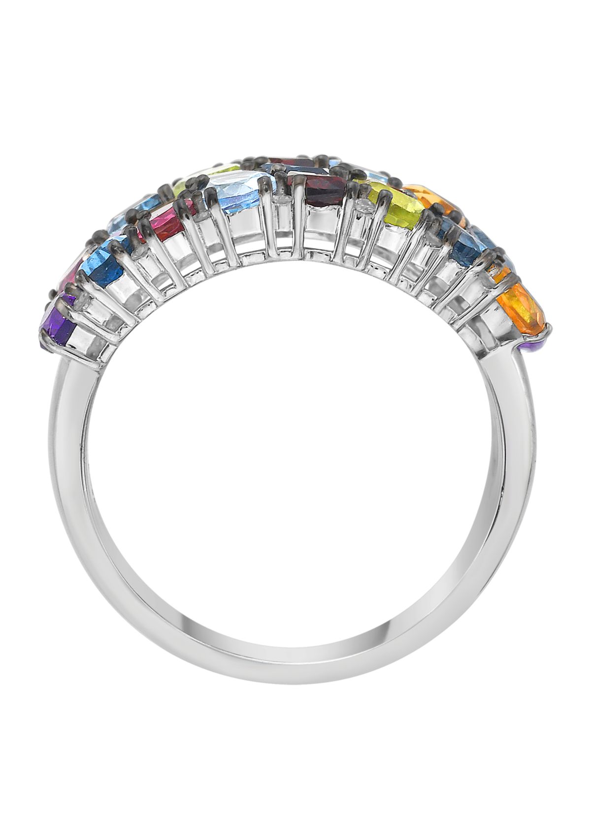 Sterling Silver Diamond, Amethyst, Blue Topaz, London Blue Topaz, Citrine, Garnet, Pink Tourmaline, Peridot Ring