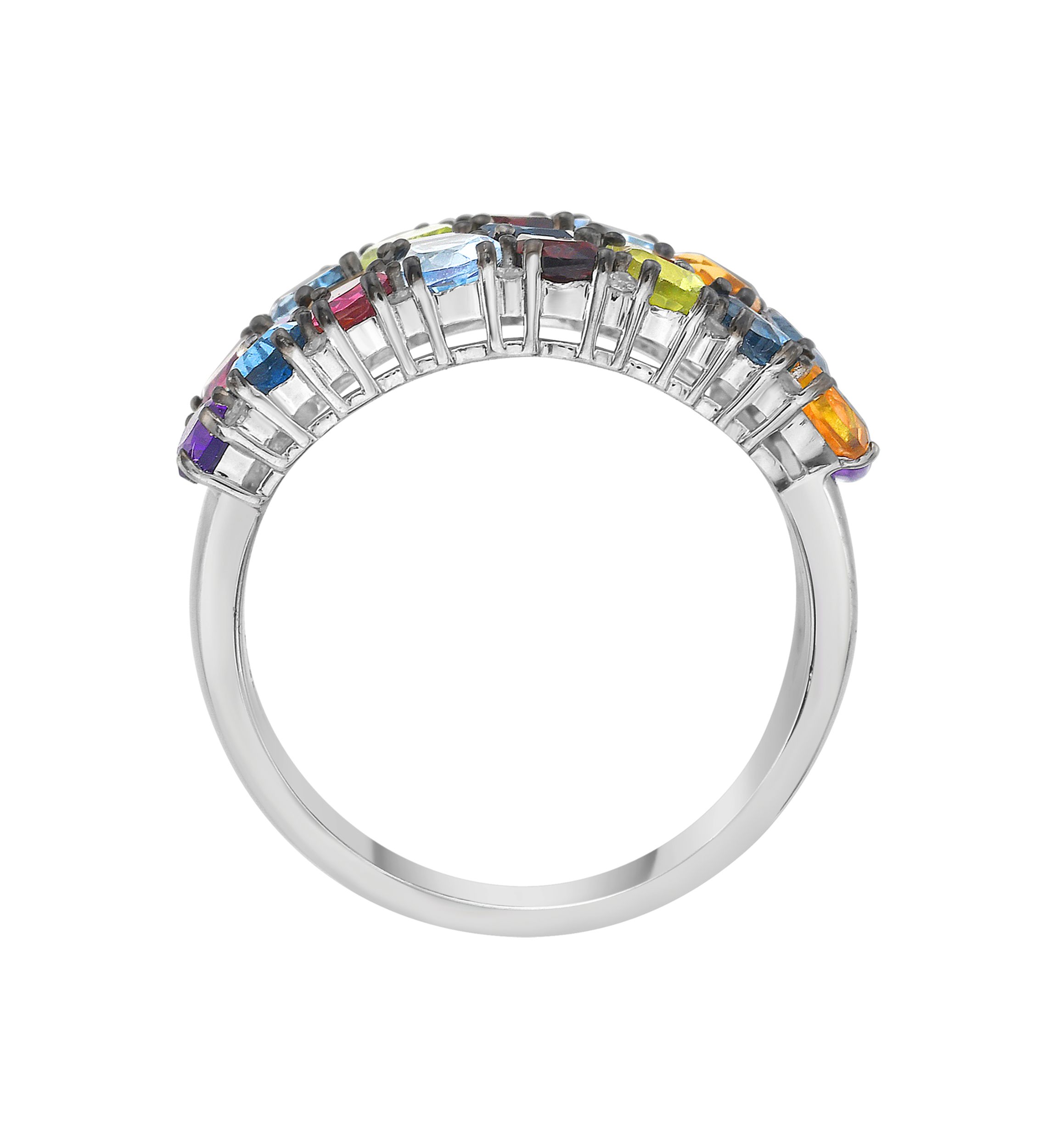 Sterling Silver Diamond, Amethyst, Blue Topaz, London Blue Topaz, Citrine, Garnet, Pink Tourmaline, Peridot Ring