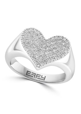 Effy Diamond Heart Ring In Sterling Silver