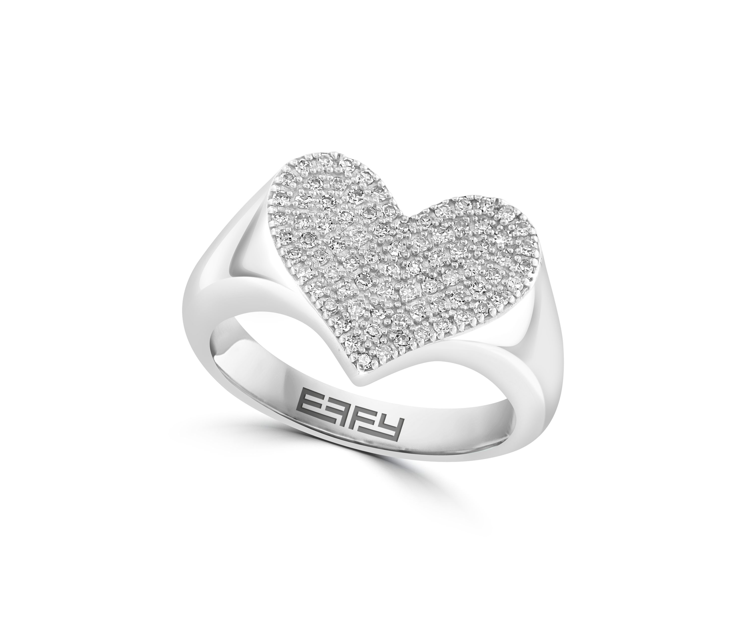 Diamond Heart Ring in Sterling Silver