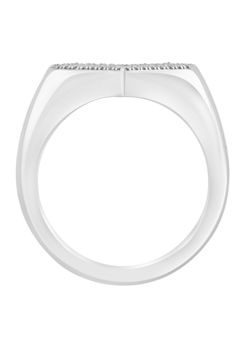 Diamond Heart Ring in Sterling Silver