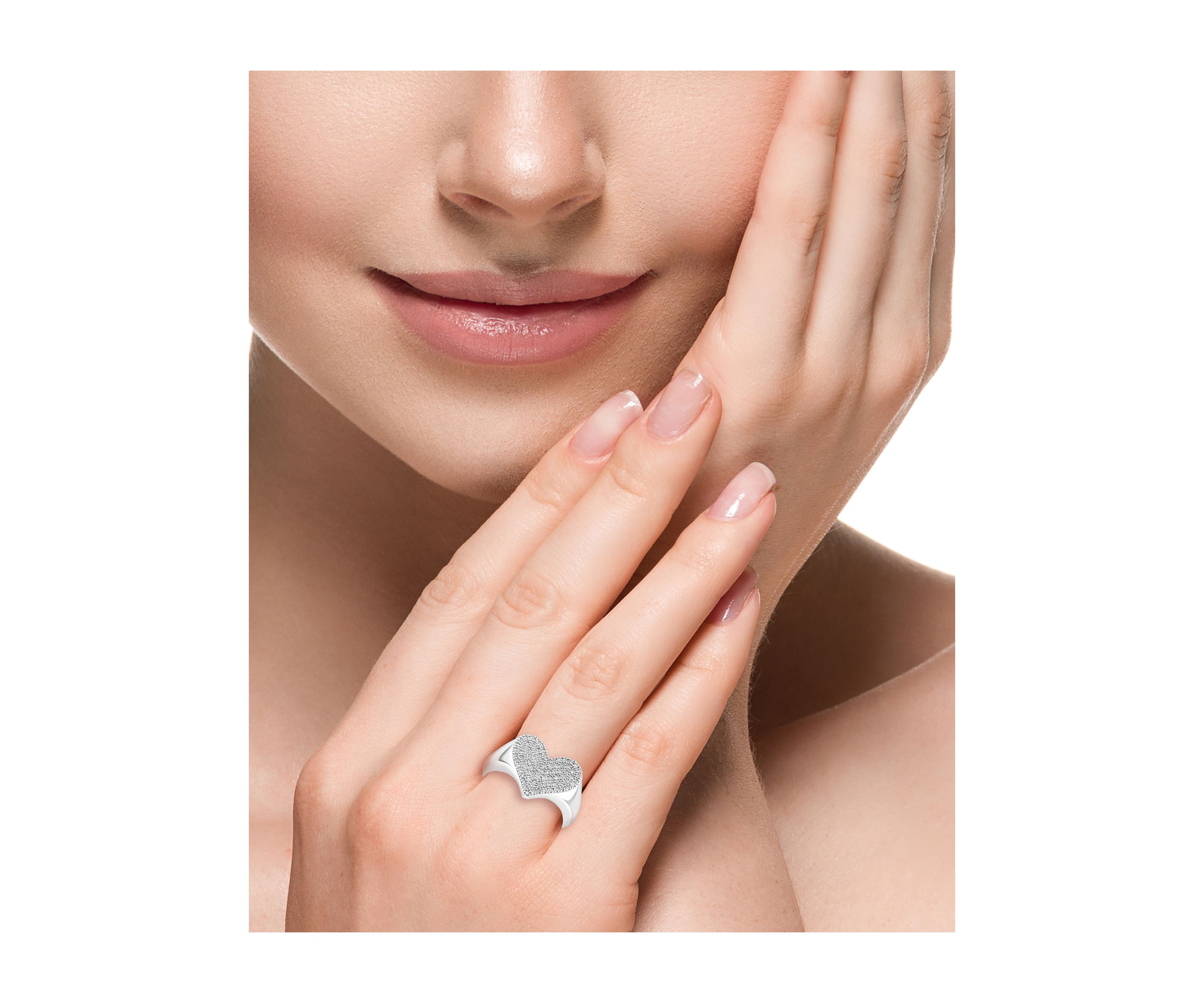 Diamond Heart Ring in Sterling Silver