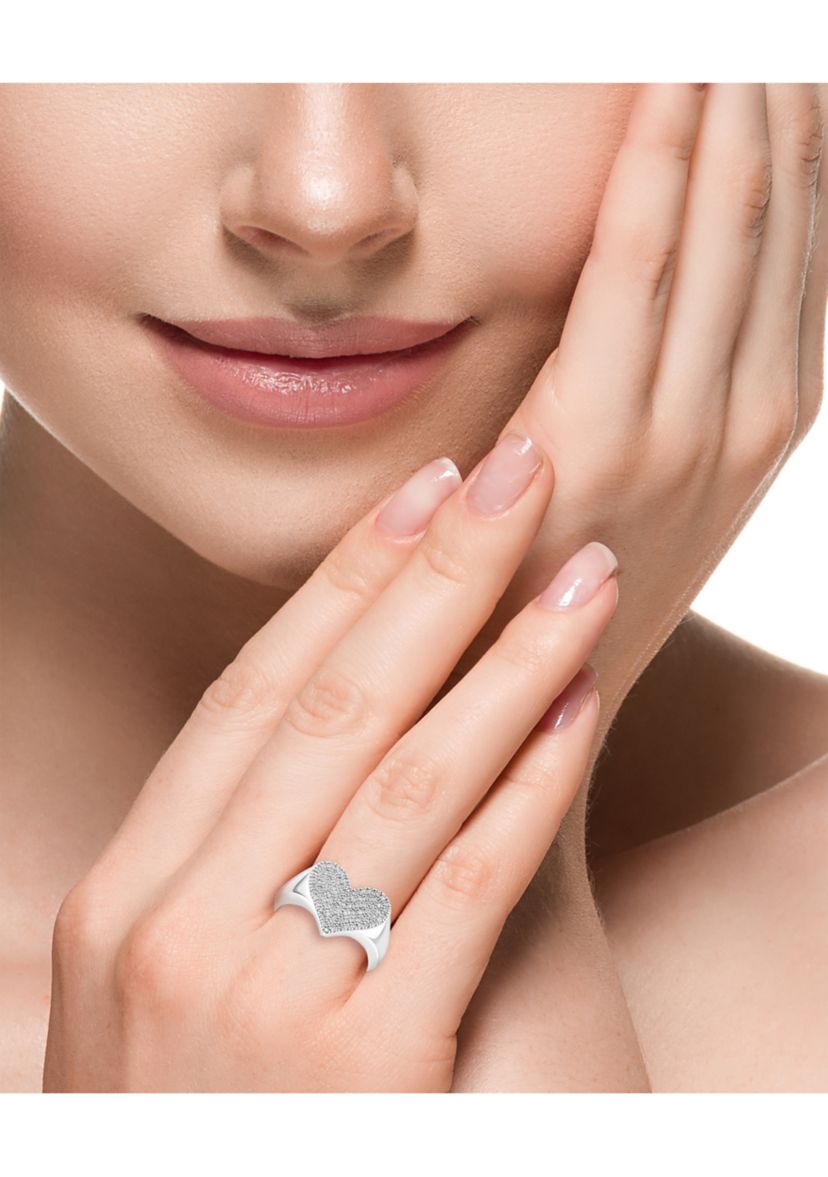 Diamond Heart Ring in Sterling Silver