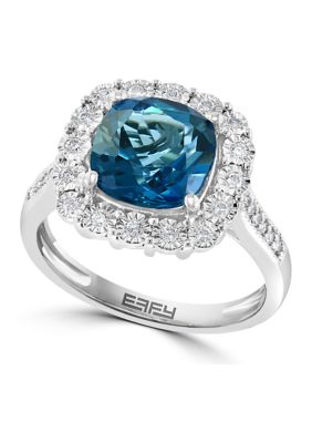 Effy 14k White Gold Diamond and London Blue Topaz Ring -  5400451FRW0T501MI