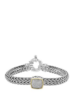 Effy 1/5 Ct. T.w. Diamond Bracelet In Sterling Silver And 18 Karat Yellow Gold