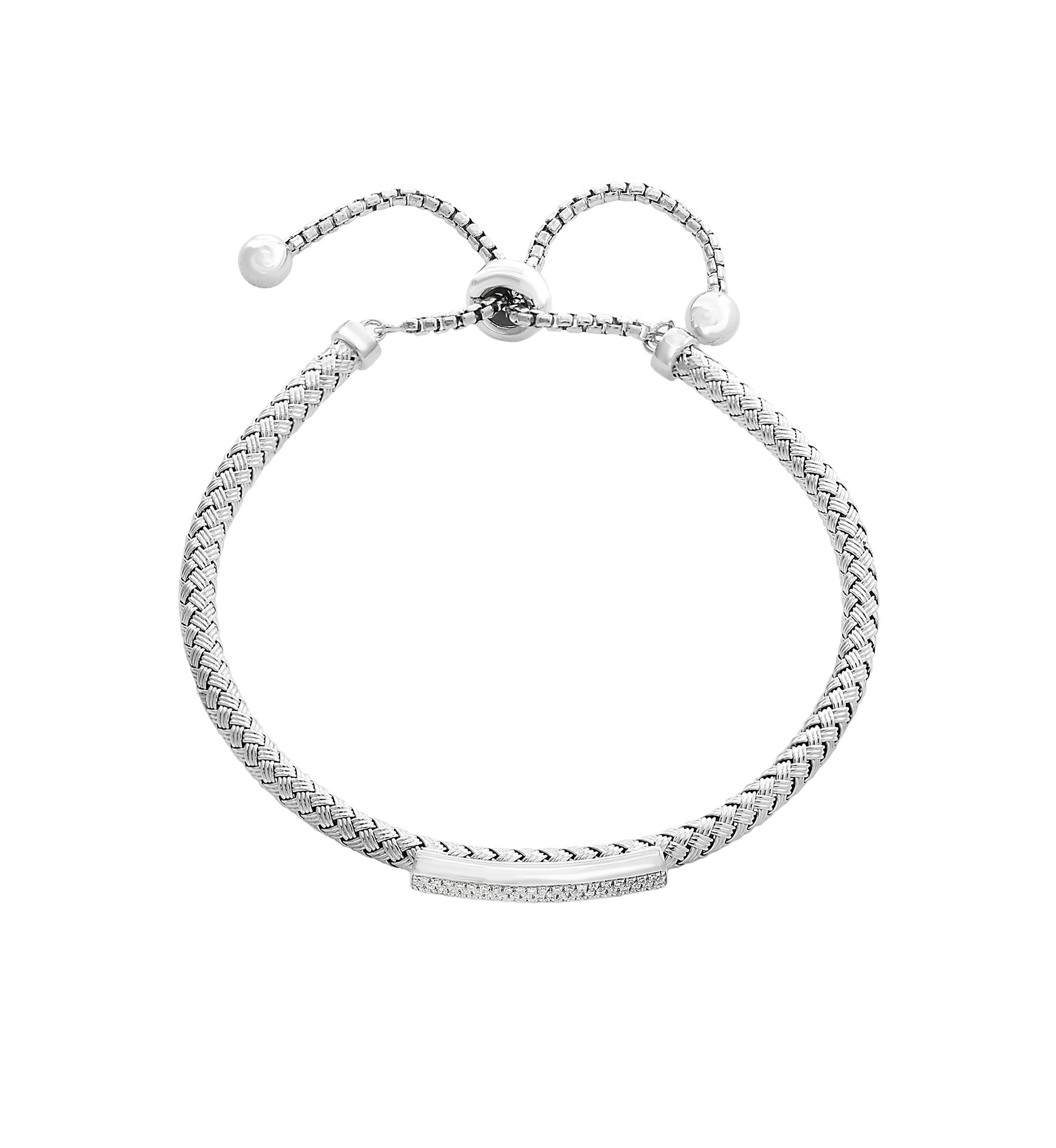Sterling Silver Diamond Bolo Bracelet
