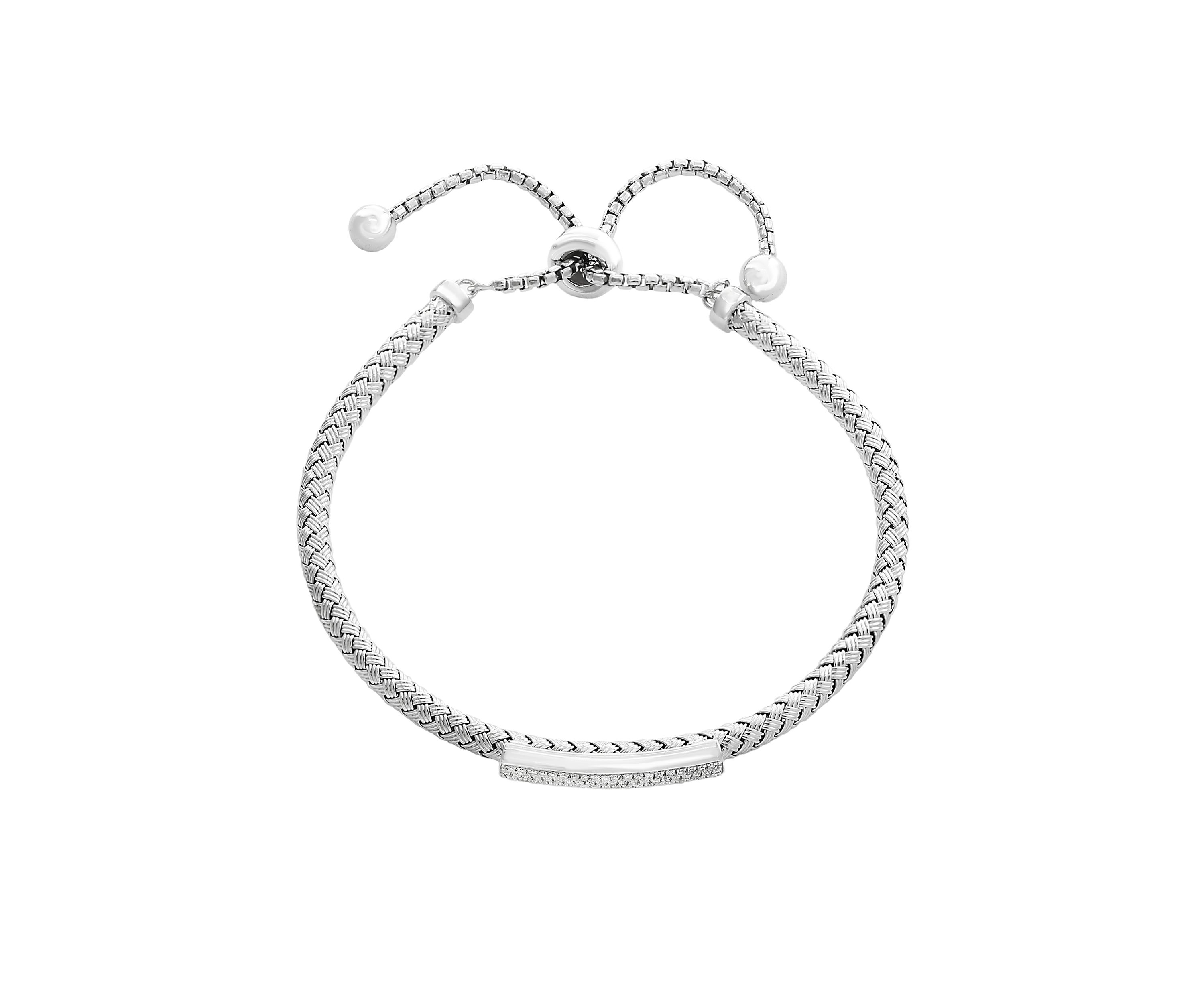 Sterling Silver Diamond Bolo Bracelet