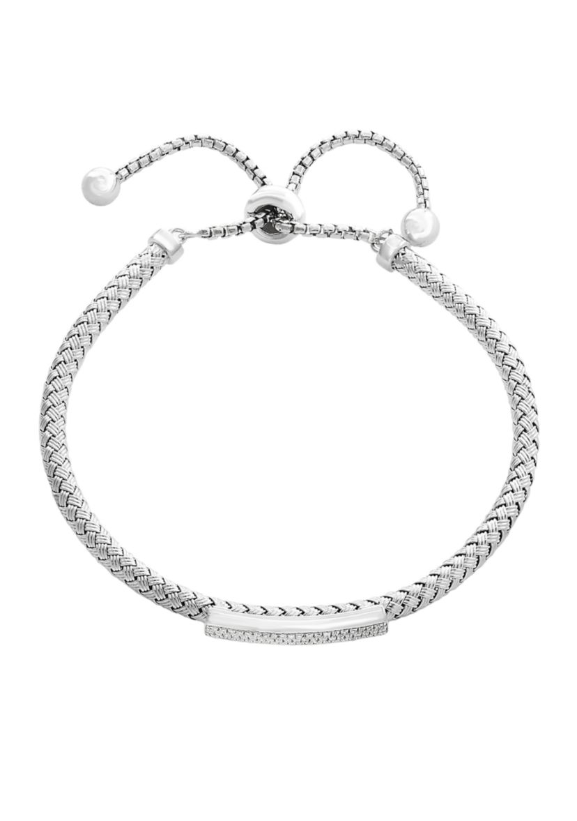 Sterling Silver Diamond Bolo Bracelet