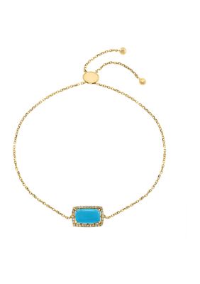 Effy 14K Yellow Gold 1/8 Ct. T.w. Diamond And 1.22 Ct. T.w. Turquoise Bracelet