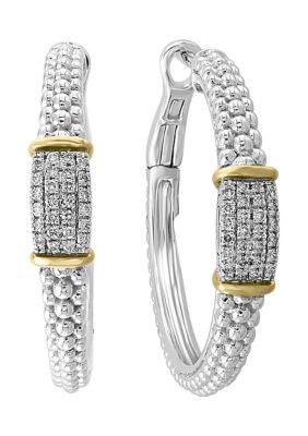 Effy Sterling Silver-14K Gold Plated Diamond Earrings