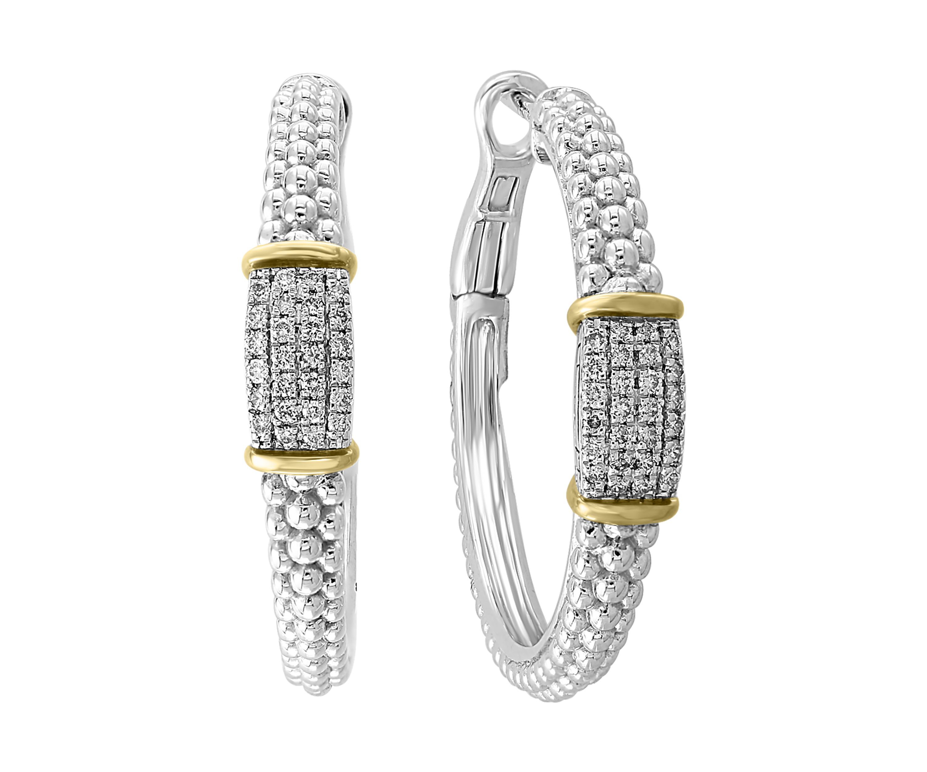 Sterling Silver-14K Gold Plated Diamond Earrings