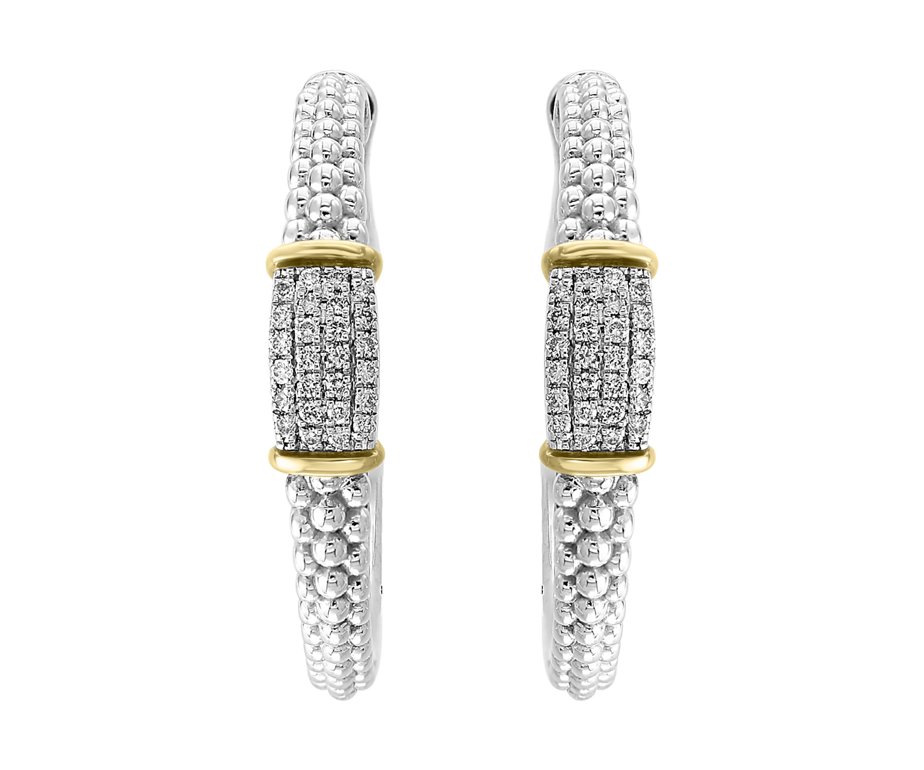 Sterling Silver-14K Gold Plated Diamond Earrings