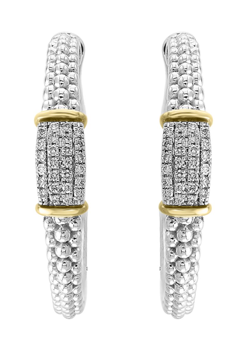 Sterling Silver-14K Gold Plated Diamond Earrings