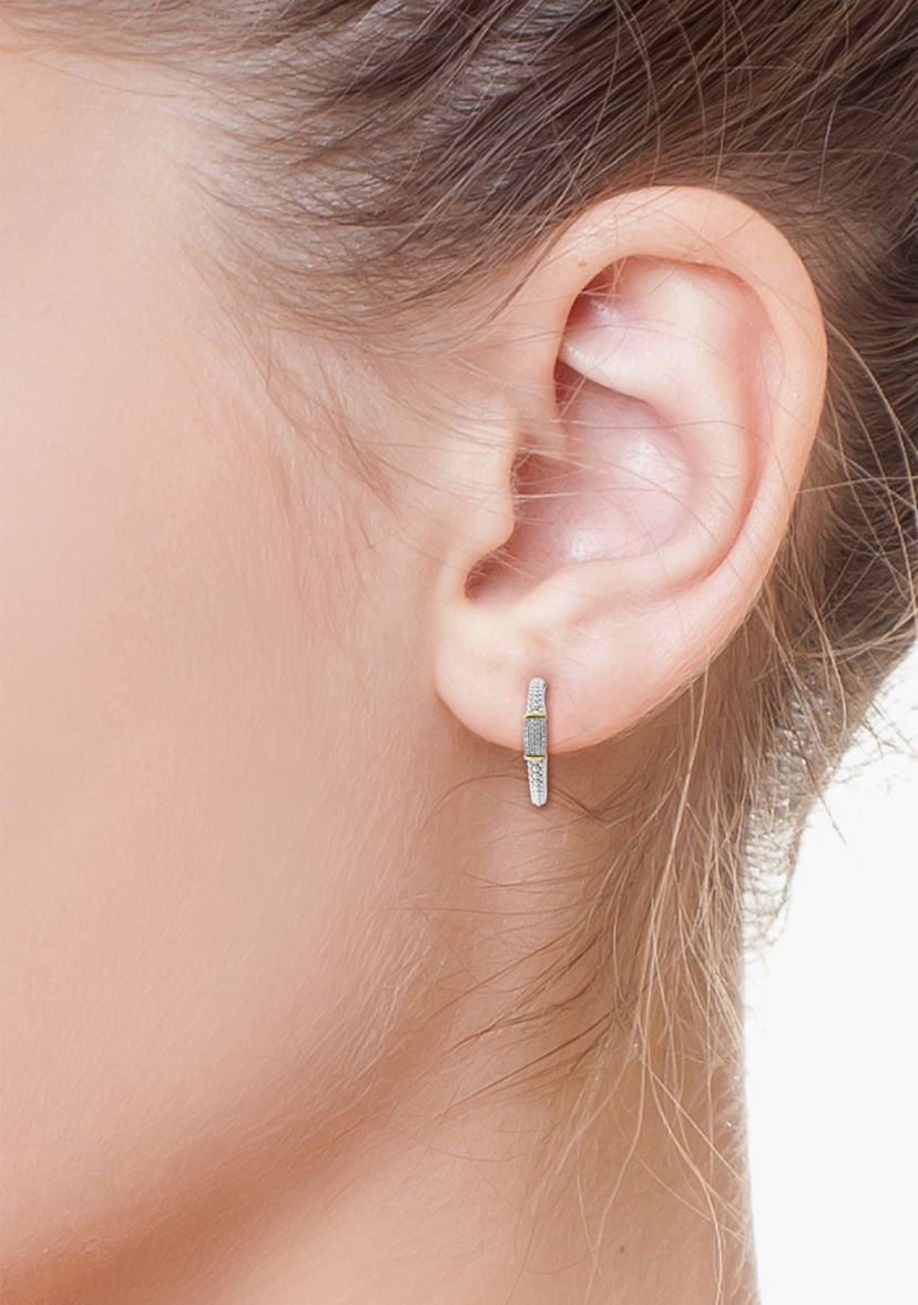 Sterling Silver-14K Gold Plated Diamond Earrings