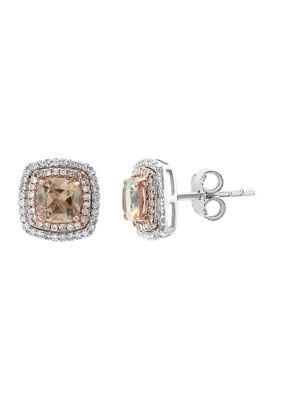 Effy 1/3 Ct. T.w. Diamond And 1.9 Ct. T.w. Morganite Earrings In 14K White Gold