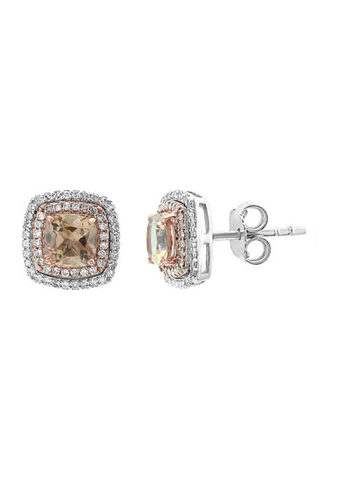 1/3 ct. t.w. Diamond and 1.9 ct. t.w. Morganite Earrings in 14K White Gold