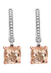 14K Two-Tone Gold 1/10 ct. t.w Diamond, 2.8 ct. t.w. Morganite, and 1/5 ct. t.w. Pink Sapphire Earrings 