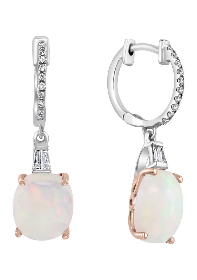 Diamond and Ethiopian Opal Earrings in 14K Two Tone Gold