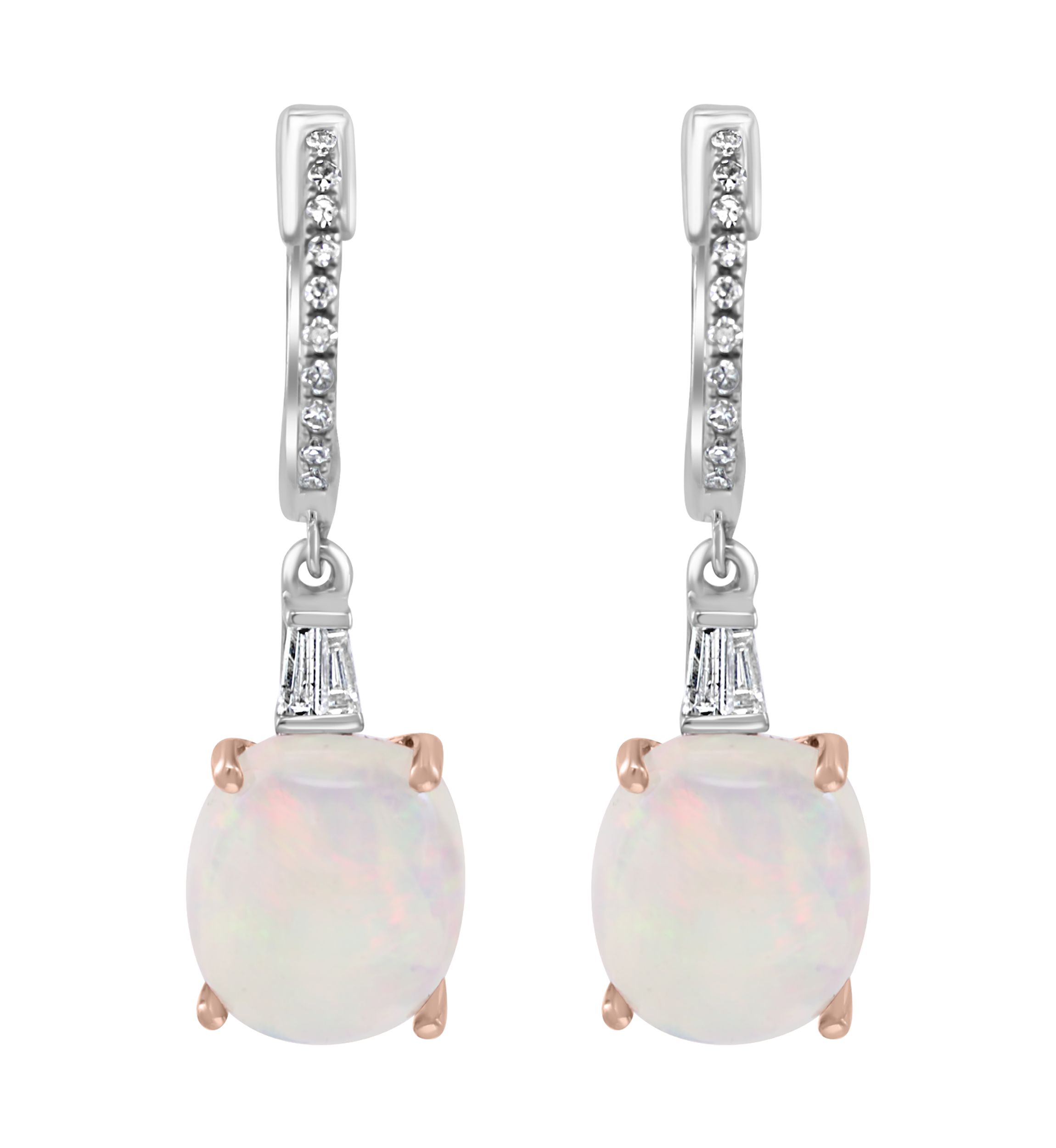 Diamond and Ethiopian Opal Earrings in 14K Two Tone Gold
