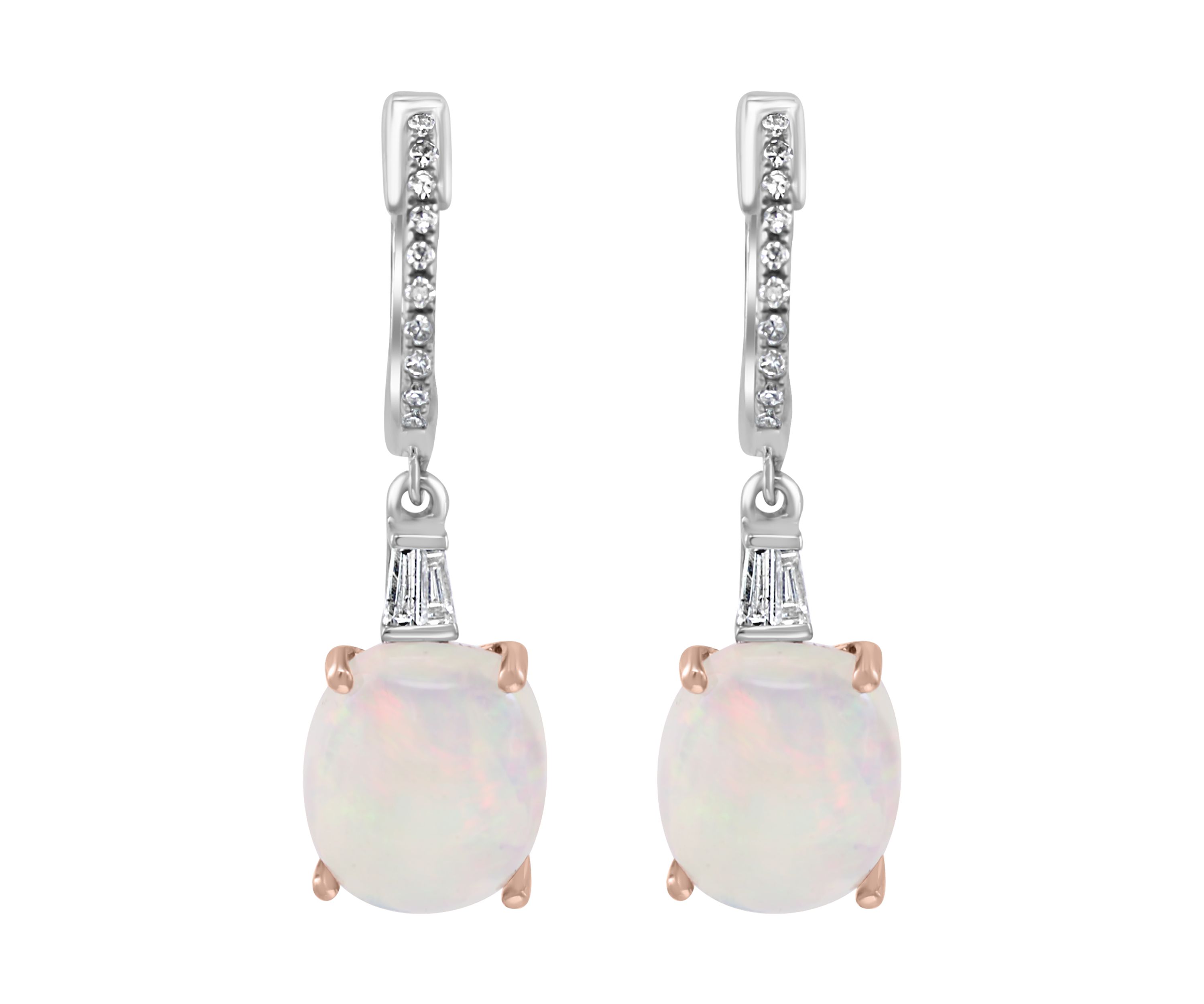 Diamond and Ethiopian Opal Earrings in 14K Two Tone Gold
