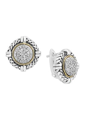 Effy 1/4 Ct. T.w. Diamond Earrings In Sterling Silver With 18K Yellow Gold