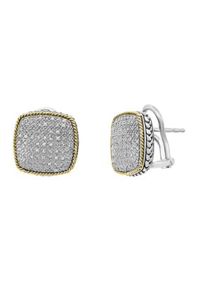 Effy Sterling Silver & 18K Yellow Gold Diamond Earrings