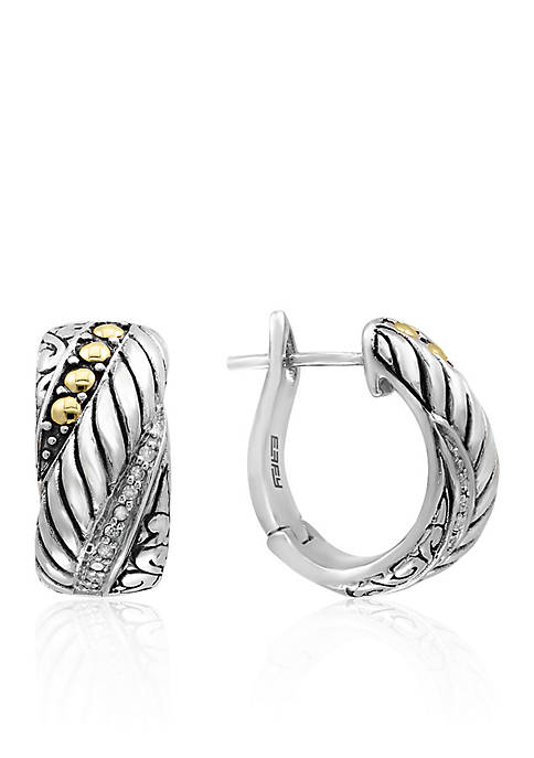 Effy® 0.07 Diamond Hoop Earrings in Sterling Silver