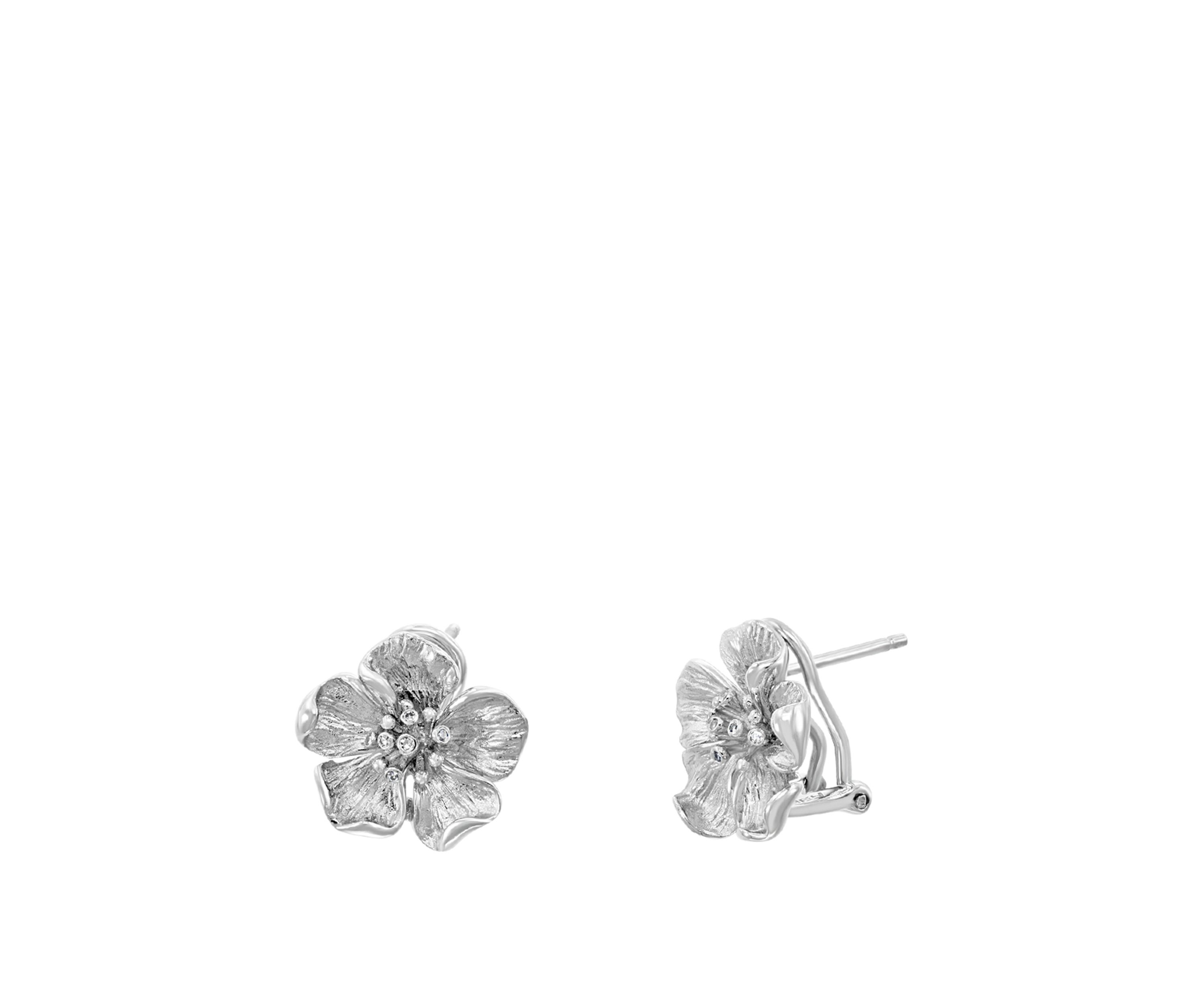 1/10 ct. t.w. Diamond Flower Earrings in Sterling Silver