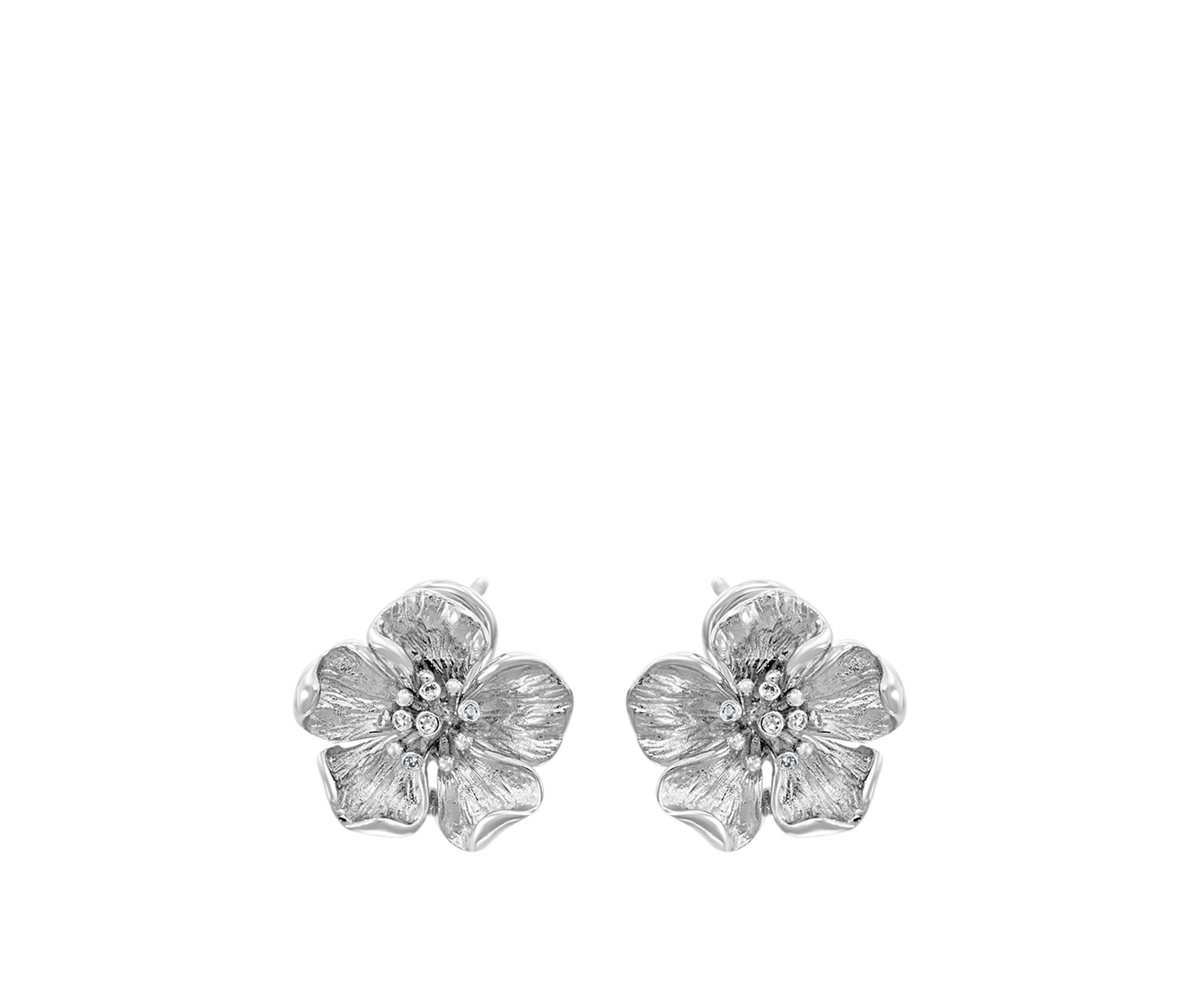 1/10 ct. t.w. Diamond Flower Earrings in Sterling Silver