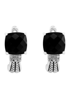 Effy Onyx Earrings In Sterling Silver