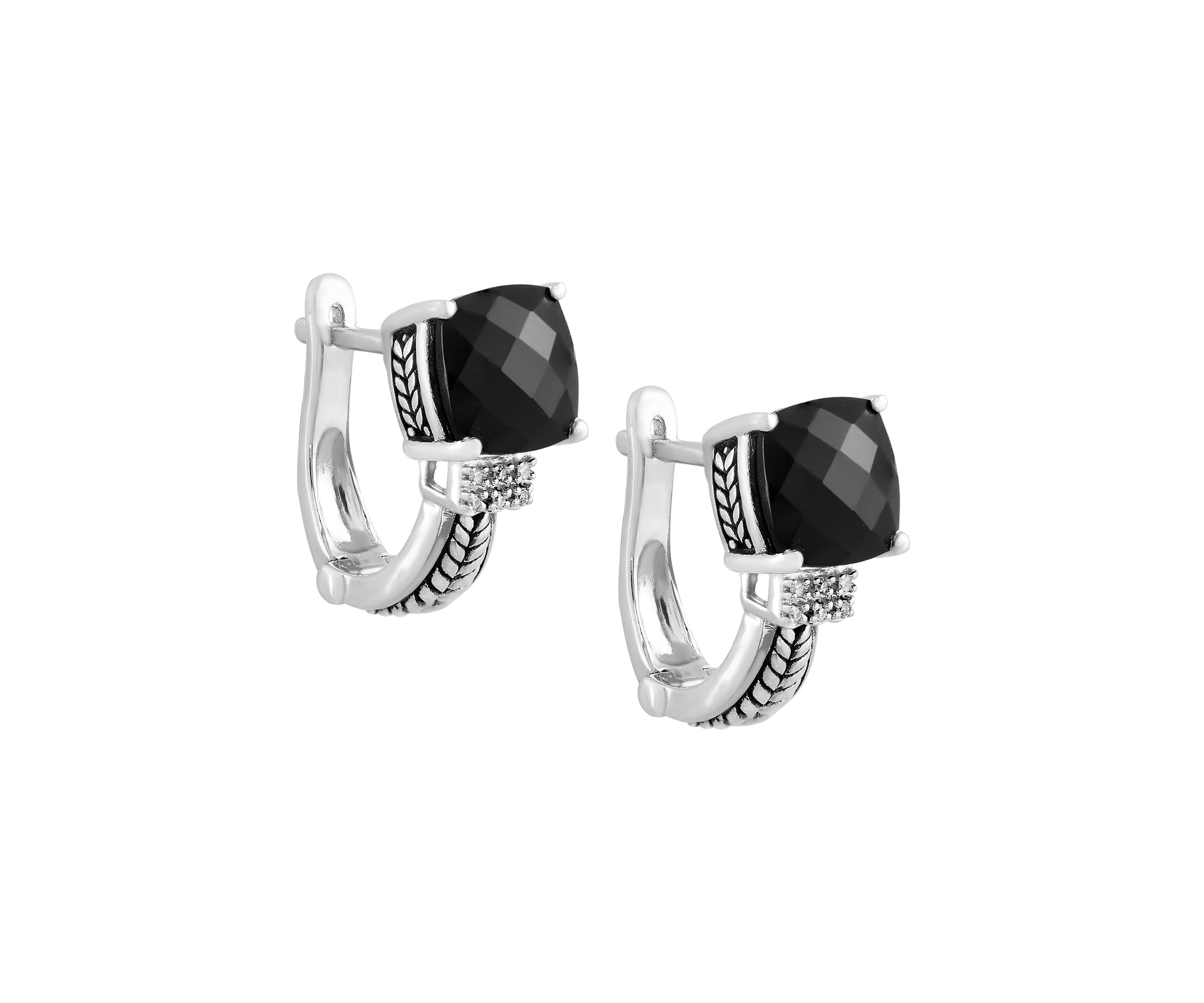 Onyx Earrings in Sterling Silver