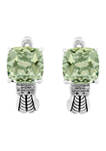  Sterling Silver 1/10 ct. t.w. Diamond And 4.75 ct. t.w. Green Amethyst Earrings