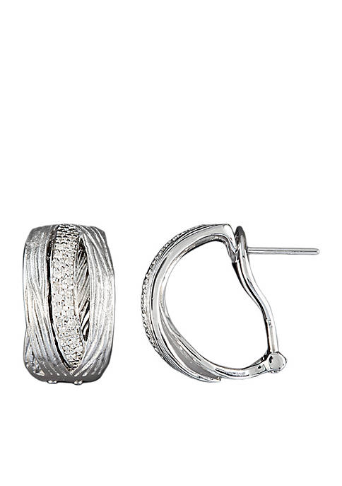 1/5 ct. t.w. Diamond Hoop Earrings in Sterling Silver