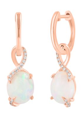 Effy 3.7 ct. t.w. Diamond, 1/10 ct. t.w. Ethiopian Opal Earrings in 14K Rose Gold