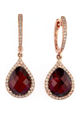 Effy 14K Rose Gold 1/3 Ct. T.w. Diamond And 8.35 Ct. T.w. Garnet Earrings