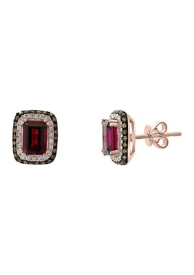 Effy 1/2 Ct. T.w. White And Brown Diamonds With 2.1 Ct. T.w. Rhodolite Earrings -  0617892550102