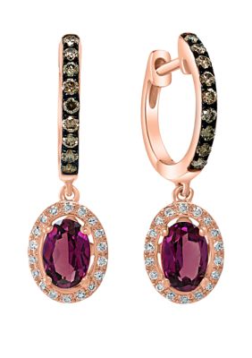 Effy 1/3 ct. t.w. Diamond, 1.1 ct. t.w. Rhodolite Earrings in 14K Rose Gold -  5400451HEV0I230MJ