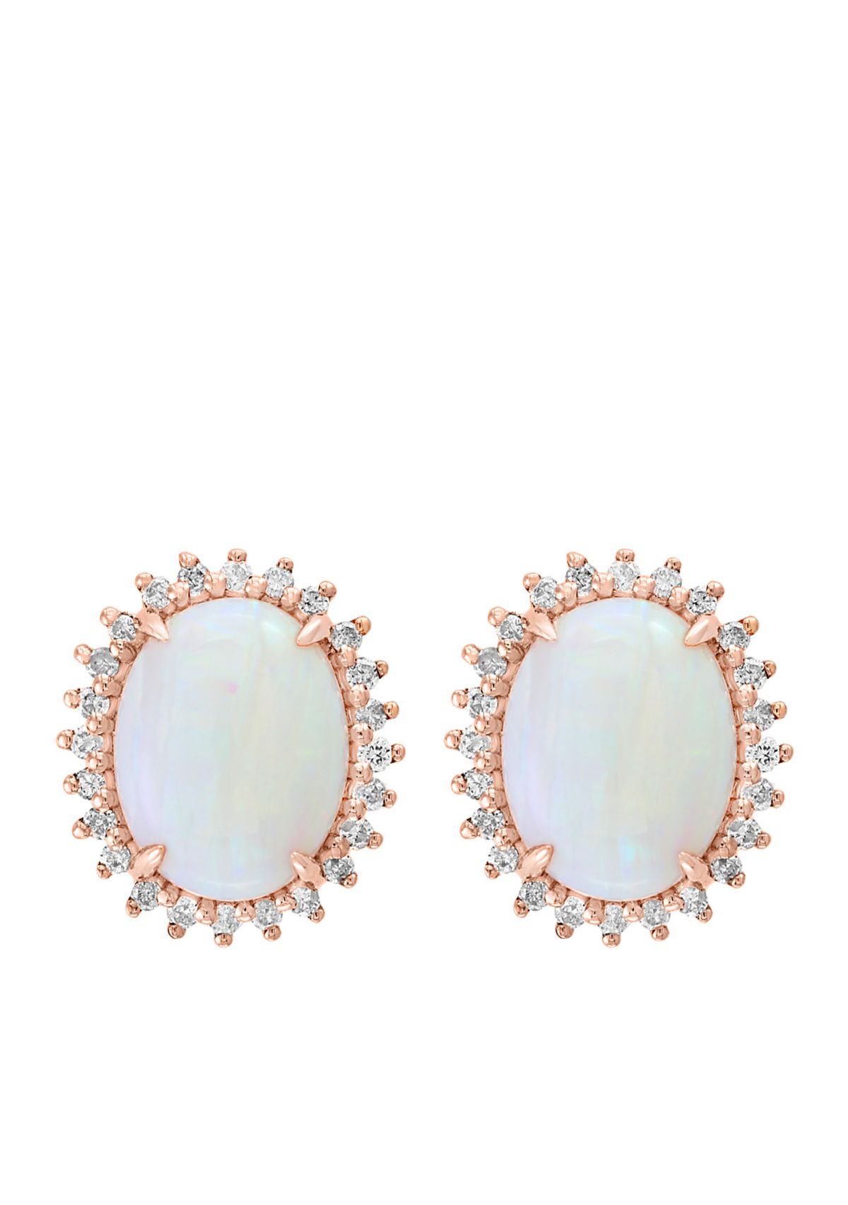 14K Rose Gold Diamond Opal Earrings