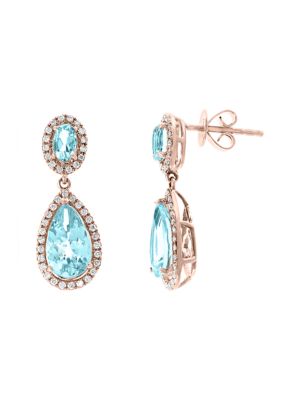 Effy 1/3 Ct. Tw. Diamond And 2.75 Ct. Tw. Aquamarine Earrings In 14K Rose Gold