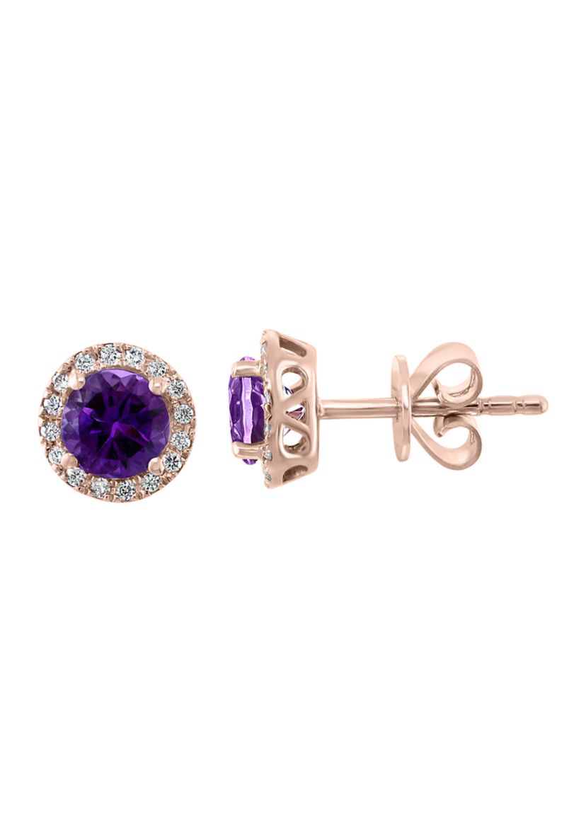 1/8 ct. t.w. Diamond and 1.1 ct. t.w. Amethyst Earrings in 14K Rose Gold