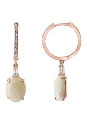 Effy 1/6 Ct. T.w. Diamond And 2.15 Ct. T.w. Opal Earrings In 14K Rose Gold