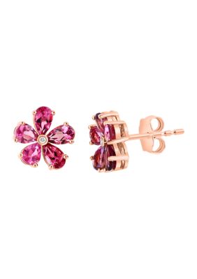 Effy 1/10 Ct. T.w. Diamond, 1.8 Ct. T.w. Pink Tourmaline Earrings In 14K Rose Gold